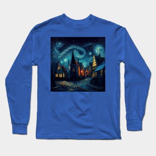 Starry Night Over Hogsmeade Village Long Sleeve T-Shirt